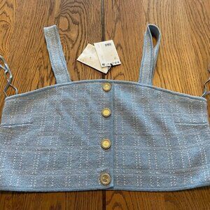 (NEW) Paris Atelier blue bustier top with buttons (Women's US L)